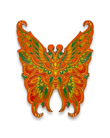 Eccentric Butterfly Pin -  Golden Orange