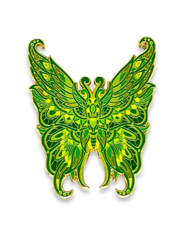 Eccentric Butterfly Pin - Golden Green