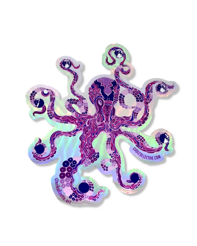 Holographic Cosmic Octopus Sticker