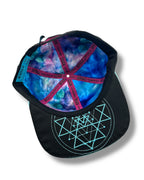 Cosmic Octopus Flat Brim Hat - Blue on Black