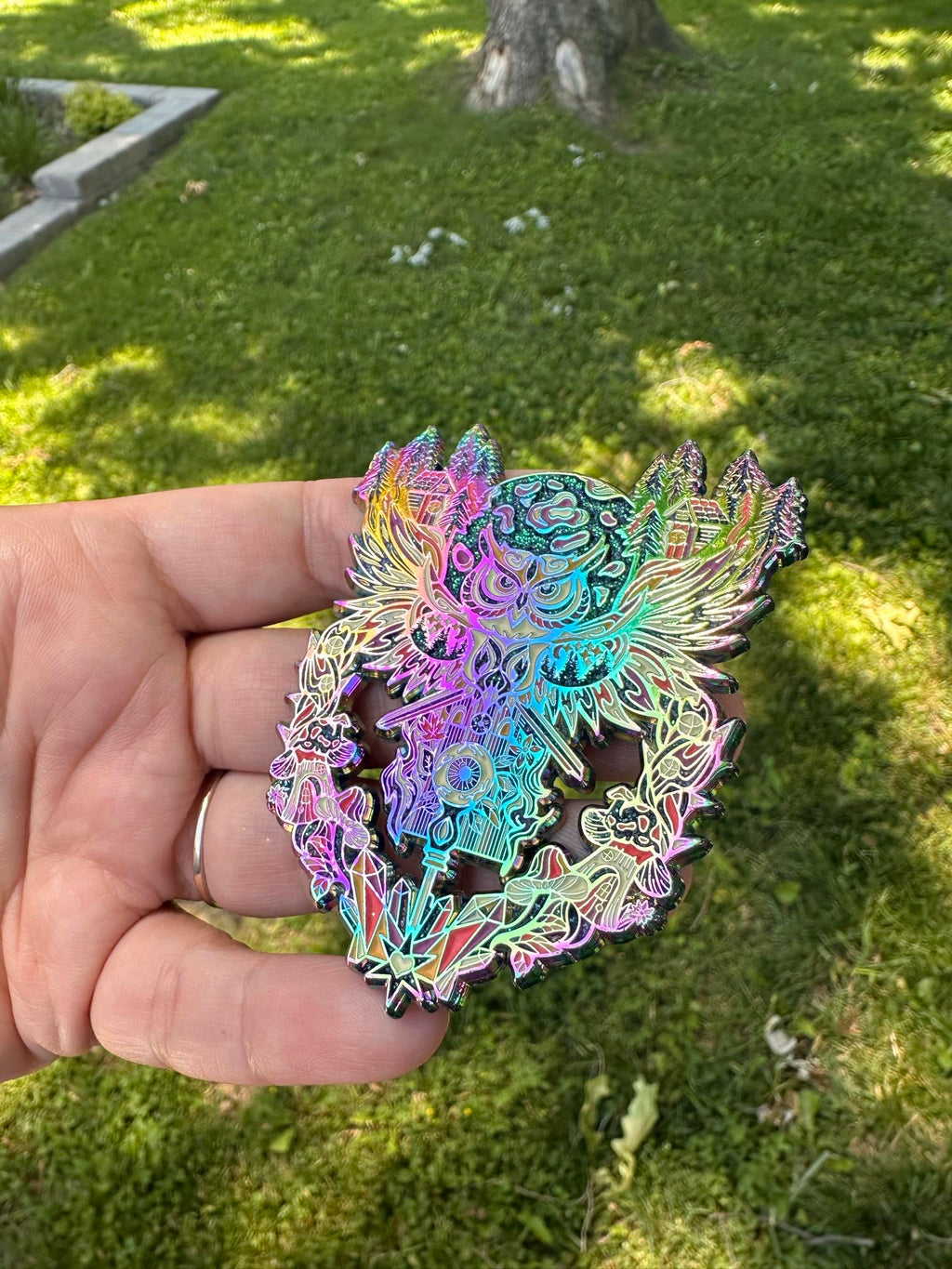 Midnight Guardian Pin - Rainbow Anodized
