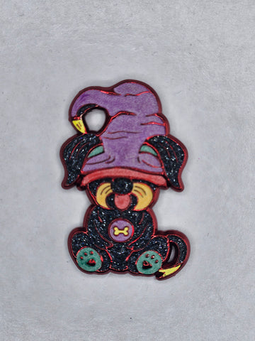 Mushroom Gnome Puppy Pin - Red Anodized