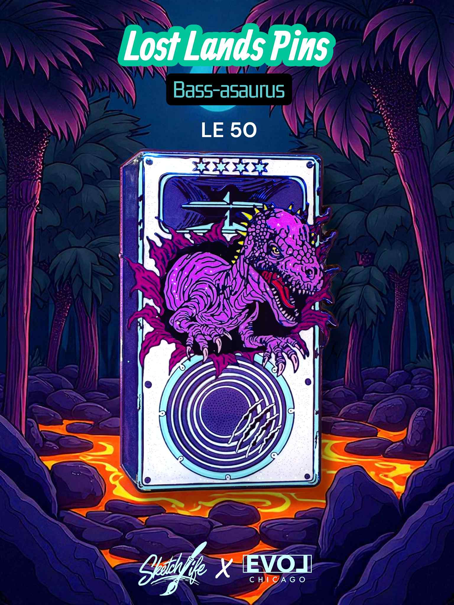 Bass-asaurus Pin