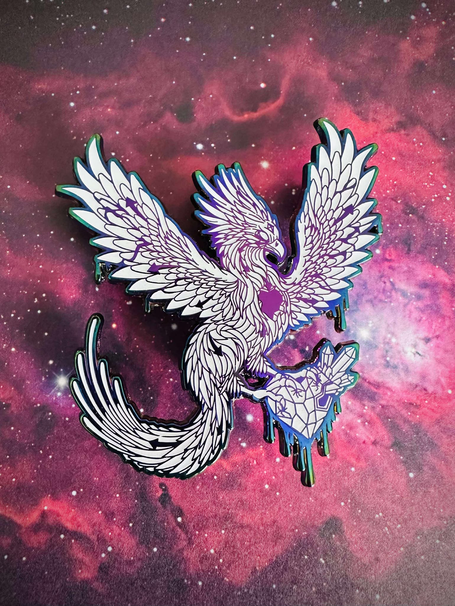 Phoenix Heart Pin - White Anodized