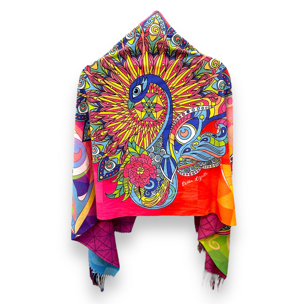 Indigo Eye Peacock Pashmina (Non-UV Reactive)