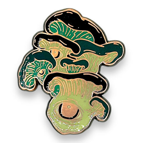 Oyster Eye Mushroom Pin - Copper Grn