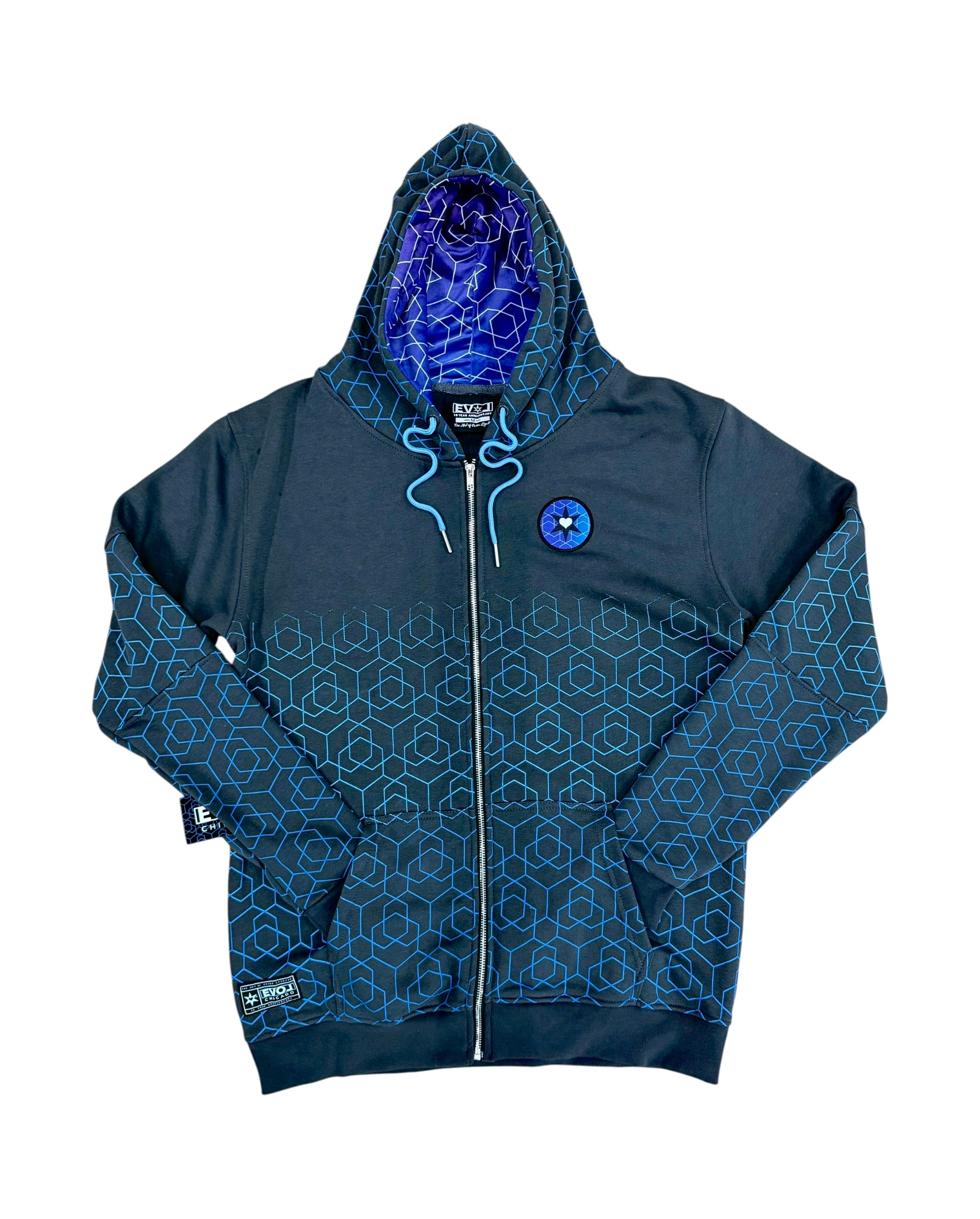 Geo Cotton Zip-Up Hoodie