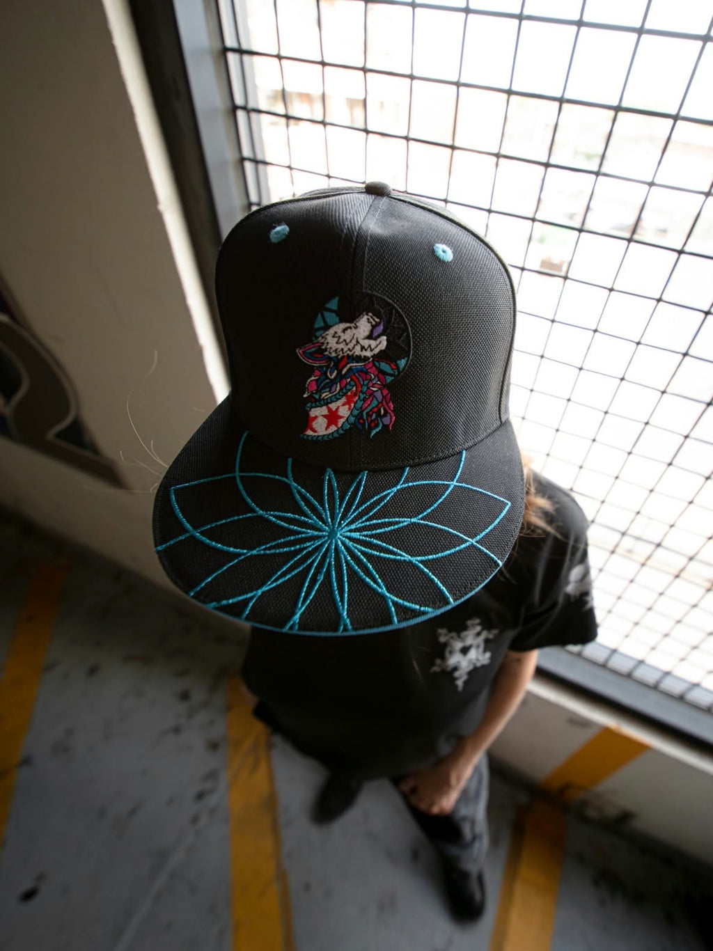 Mystic Wolf Flat Brim Hat - Blue