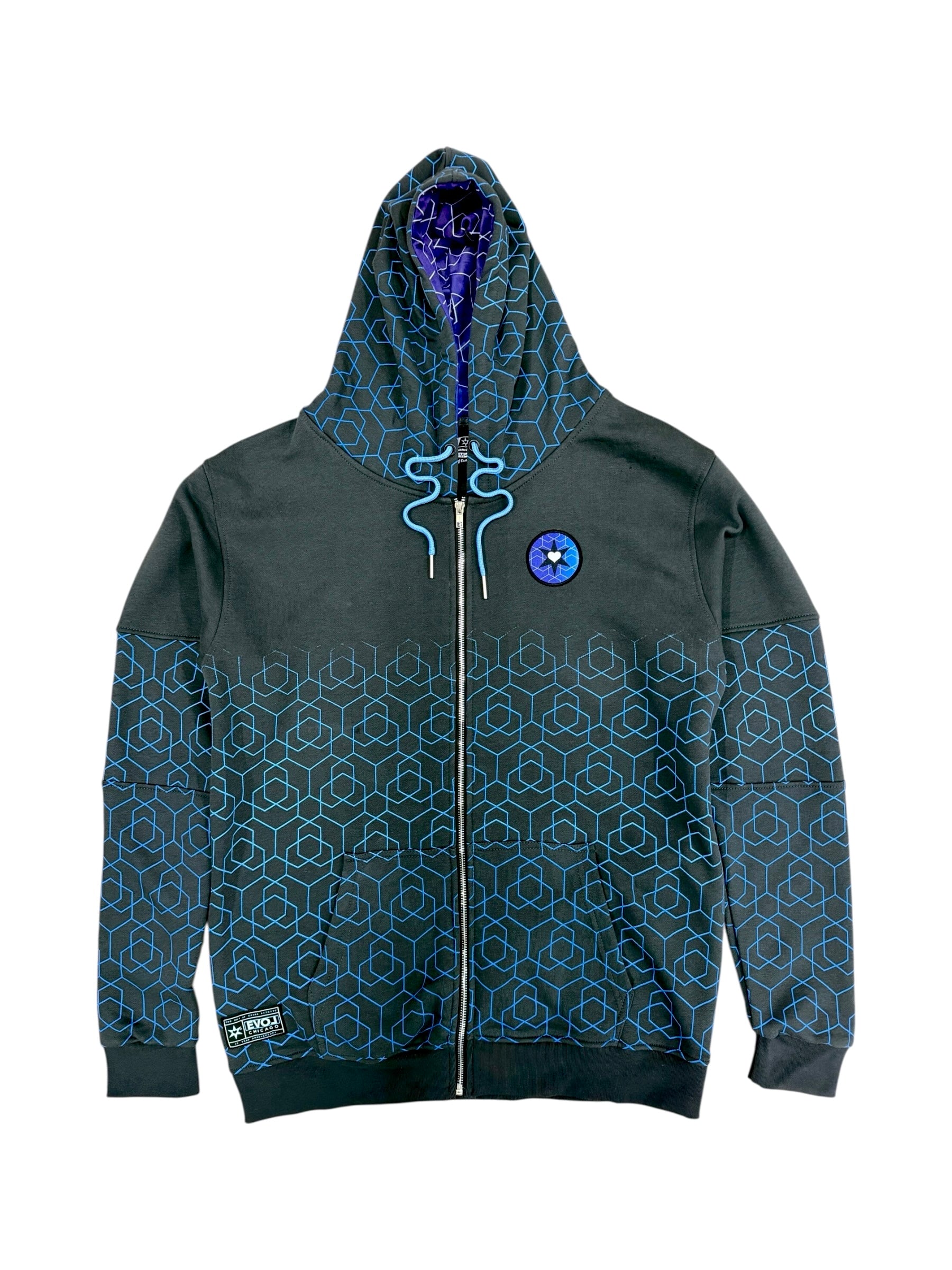 Geo Cotton Zip-Up Hoodie