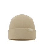 Beige Woven Logo Beanie