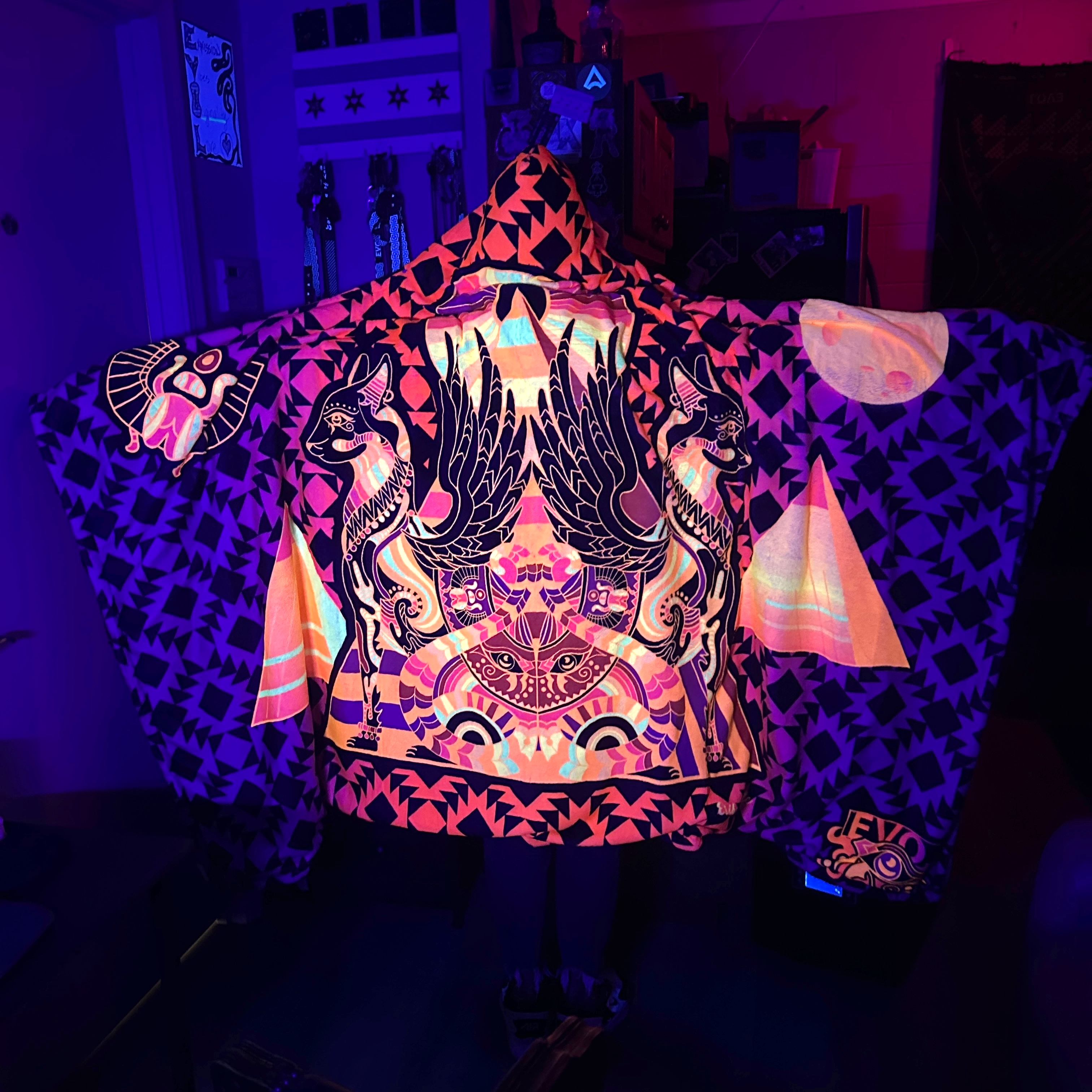 Bastet Amulet Hooded Blanket