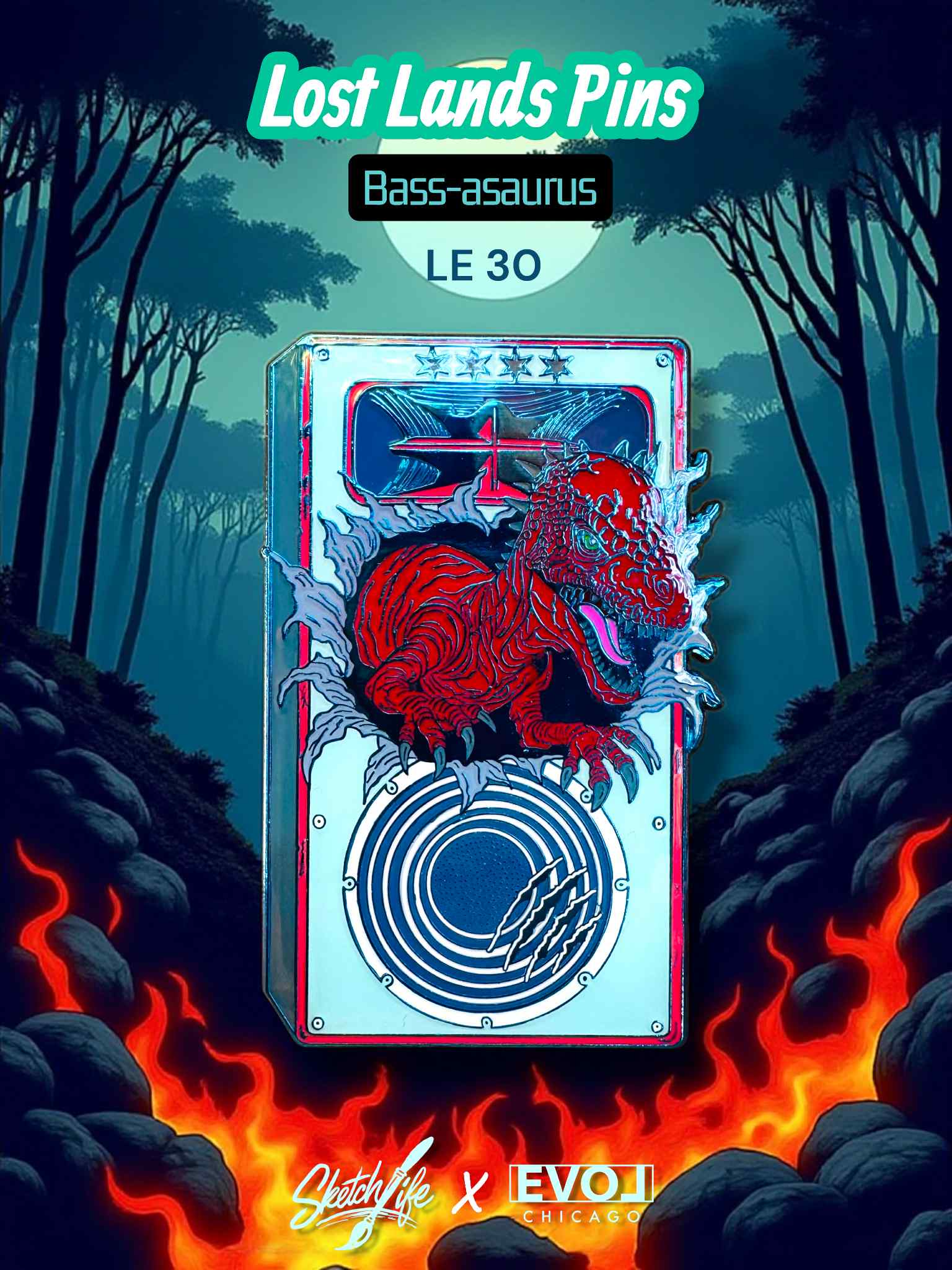 Bass-asaurus Pin