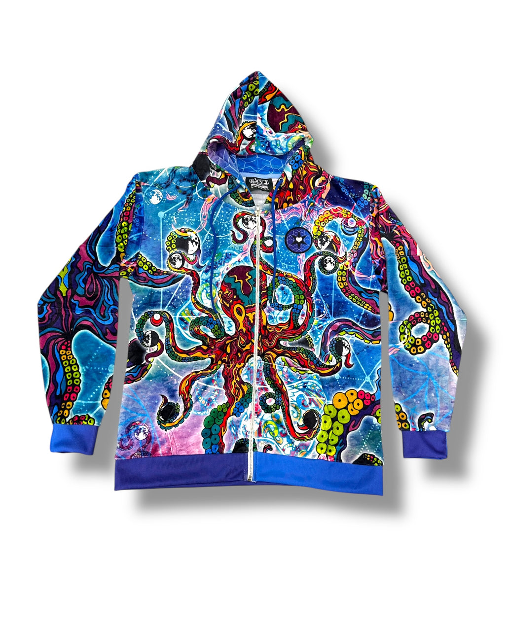 Cosmic Octopus Velour Zip-Up Hoodie