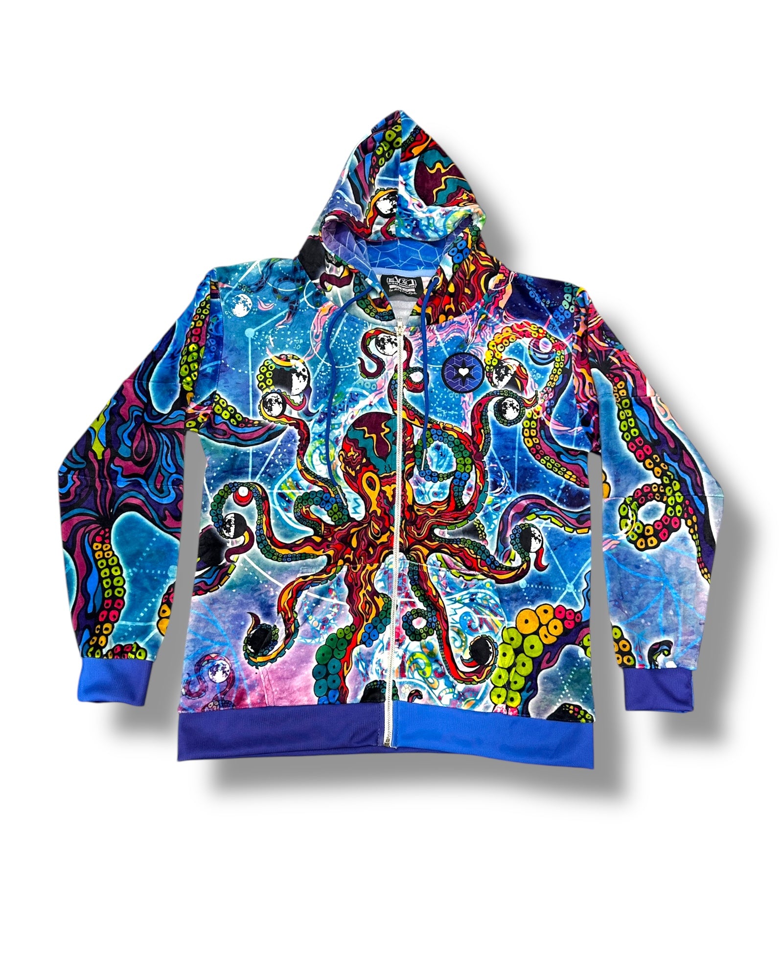 Cosmic Octopus Velour Zip-Up Hoodie