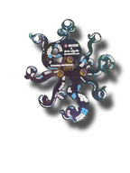 Cosmic Octopus Pin - Rainbow Anodized