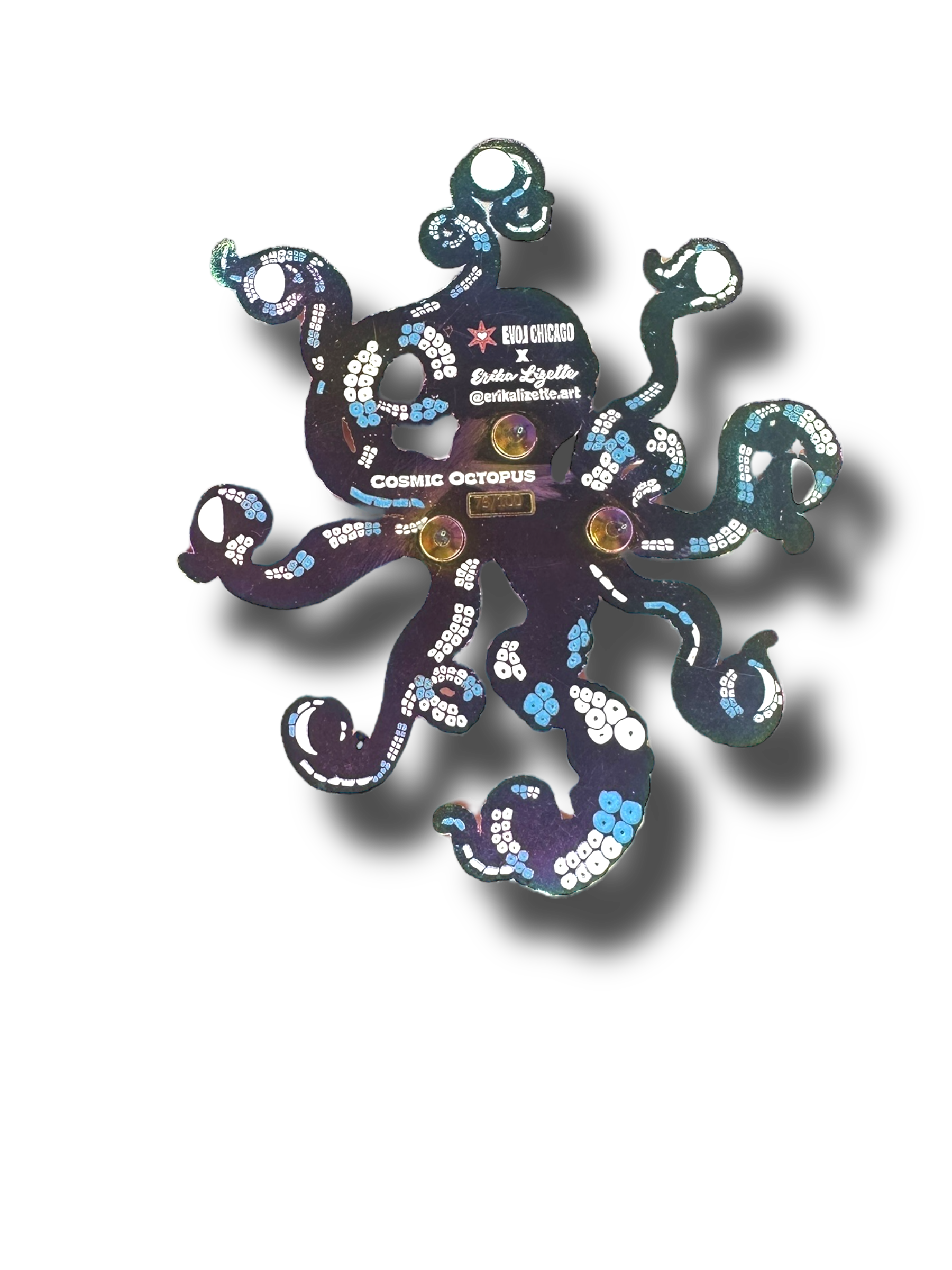 Cosmic Octopus Pin - Rainbow Anodized