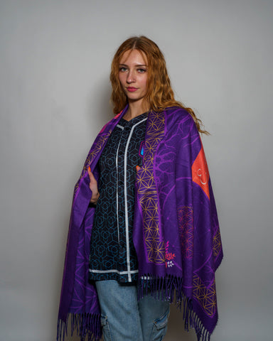 Flower Of Life Purple Pashmina