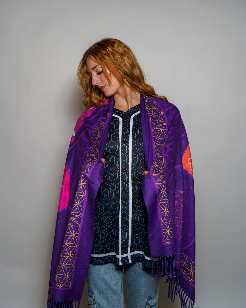 Flower Of Life Purple Pashmina*