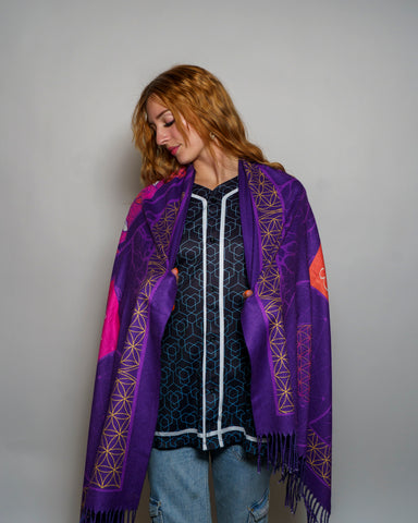 Flower Of Life Purple Pashmina