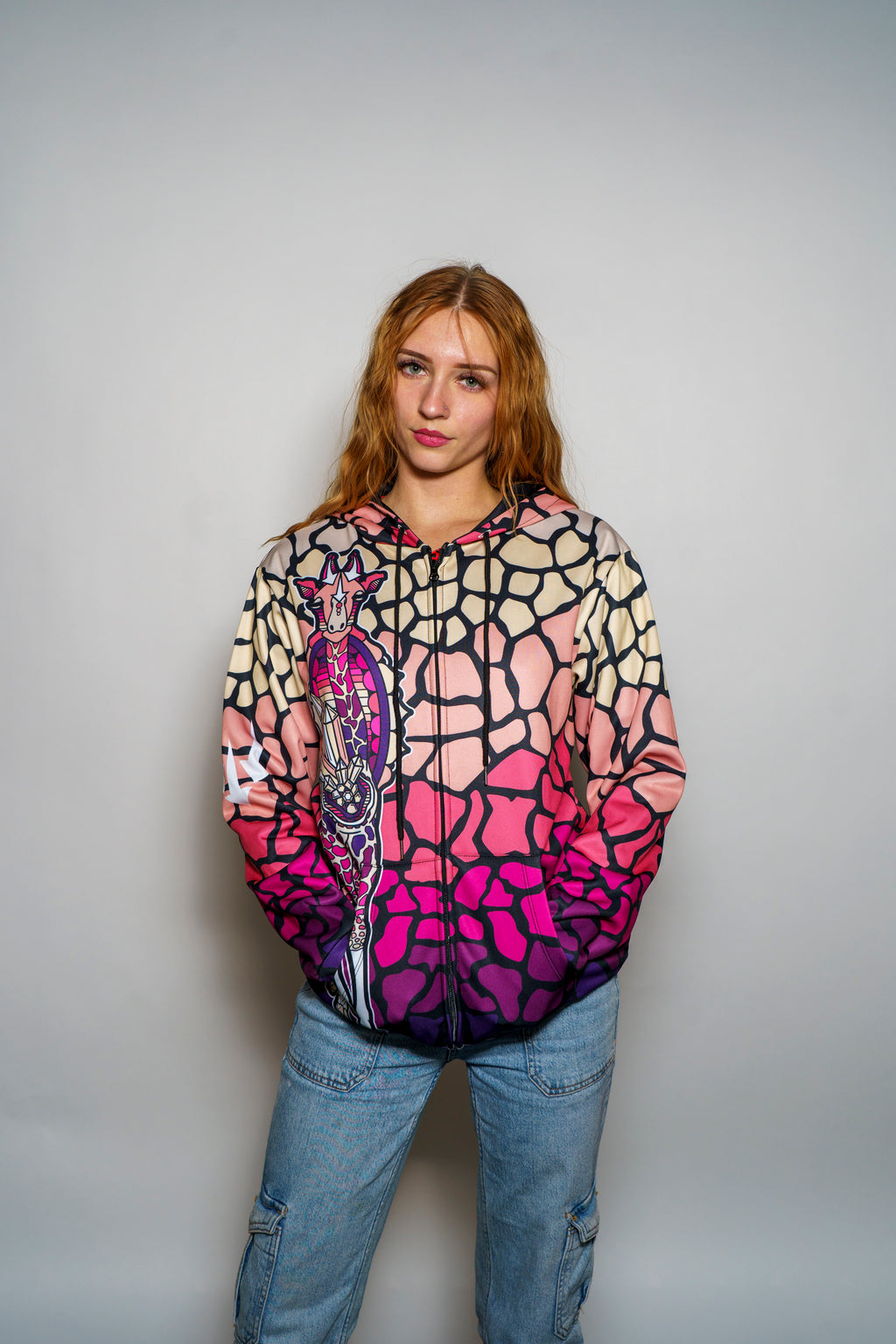 Crystaline Giraffe Zip Up Hoodie