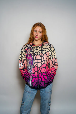 Crystaline Giraffe Zip Up Hoodie