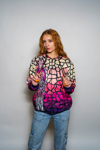 Crystaline Giraffe Zip Up Hoodie