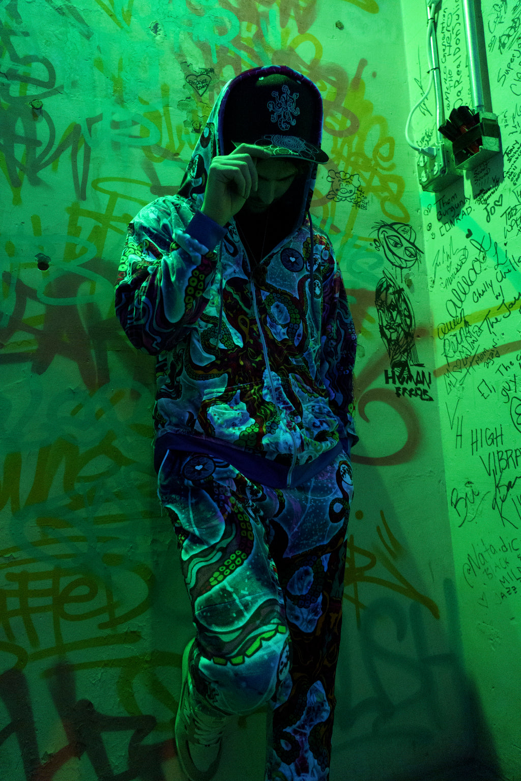 Cosmic Octopus Velour Zip-Up Hoodie
