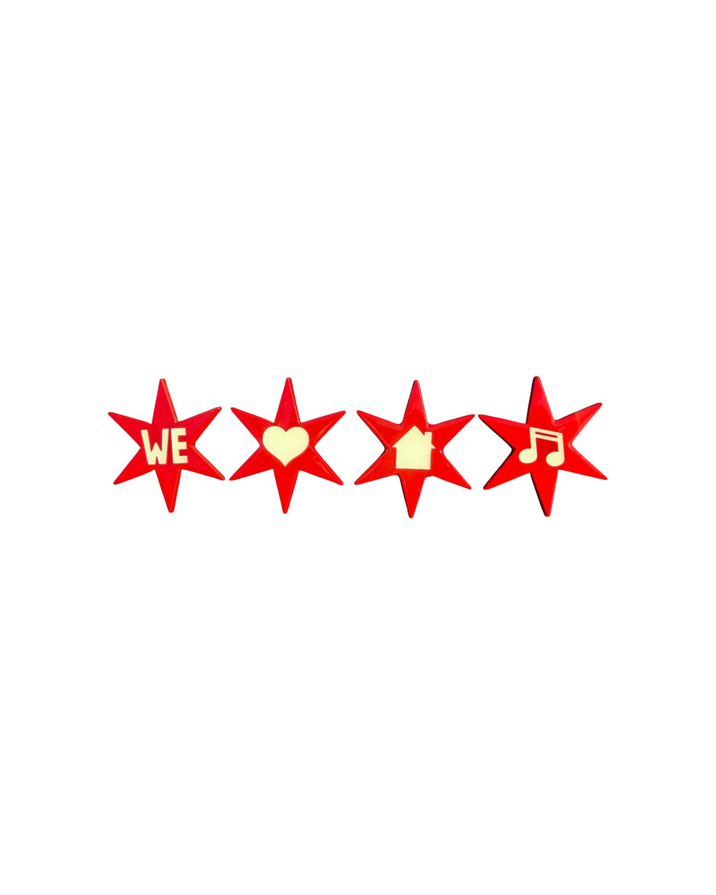 We Love House Music Star Pin Set - Red