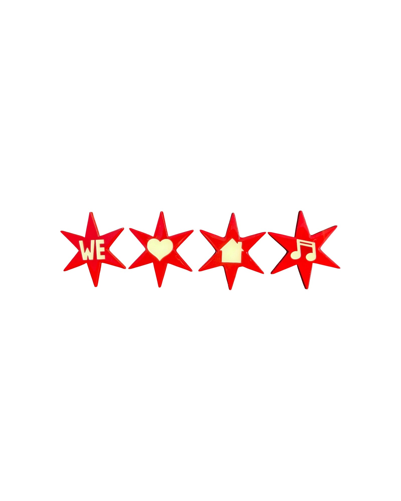 We Love House Music Star Pin Set - Red
