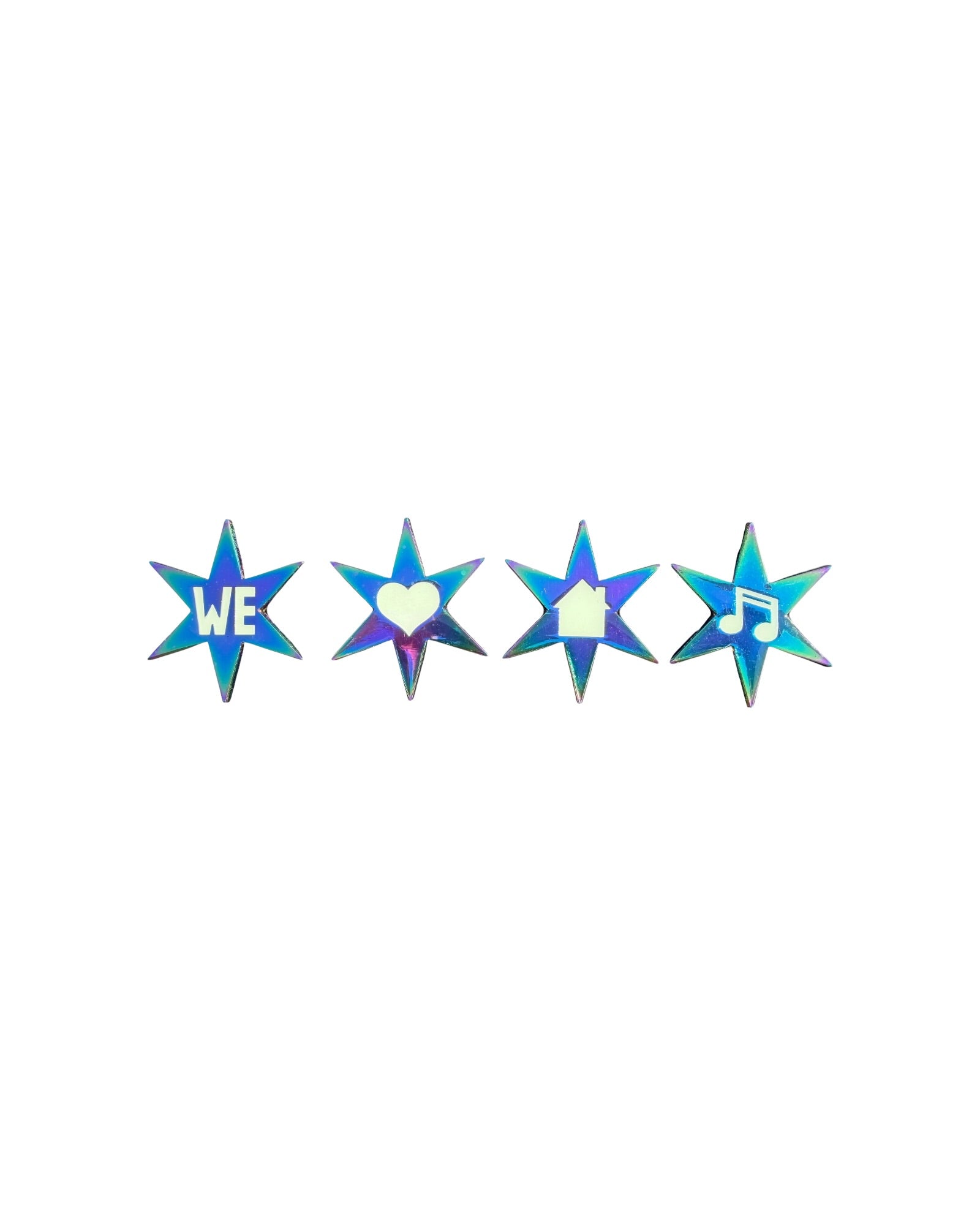 We Love House Music Star Pin Set - Rainbow Anodized