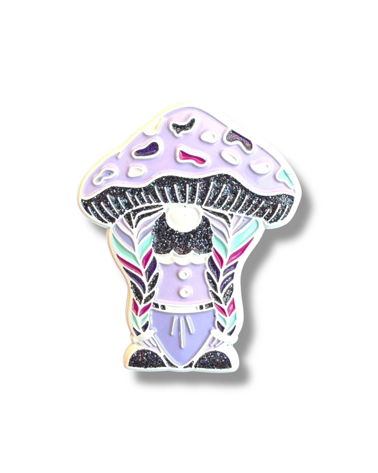 Mushroom Braided Gnome Pin - White Anodized Main image