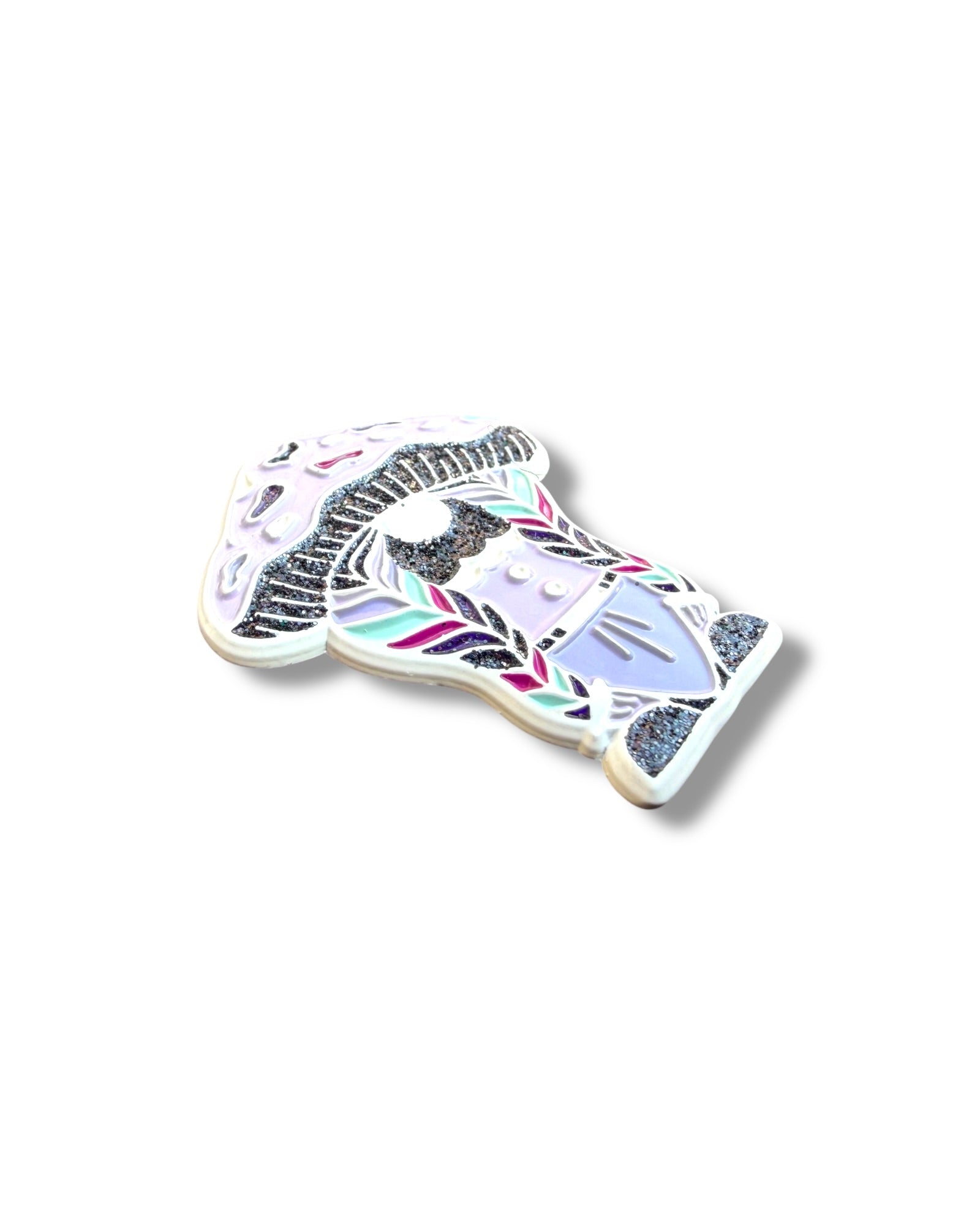 Mushroom Braided Gnome Pin - White Anodized