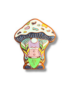 Mushroom Braided Gnome Pin - Orange Anodized