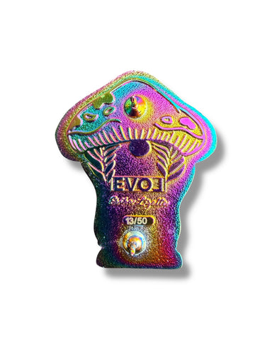 Mushroom Braided Gnome Pin - Neon Rainbow Anodized