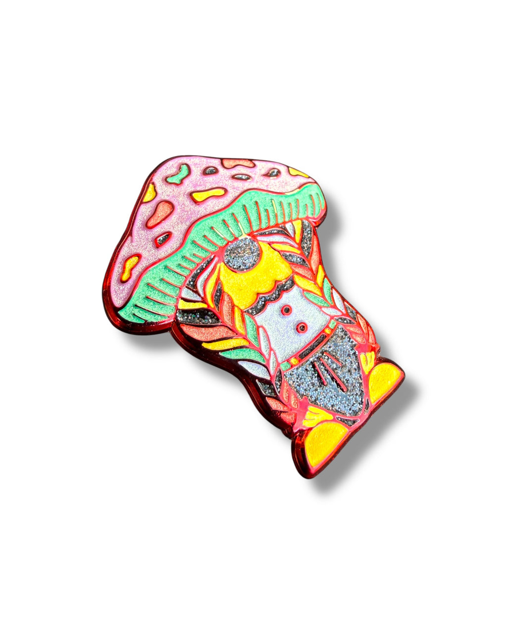 Mushroom Braided Gnome Pin - Red Anodized