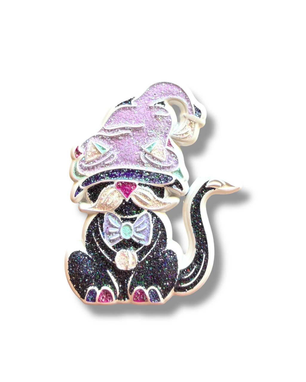 Mushroom Gnome Cat Pin - White Anodized