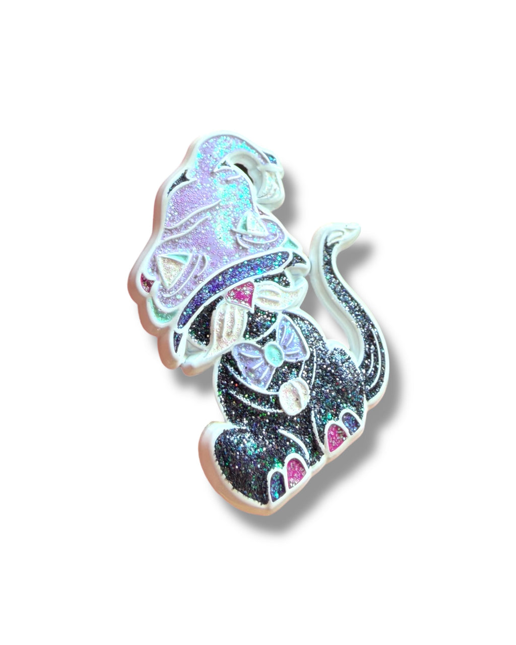 Mushroom Gnome Cat Pin - White Anodized