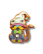 Mushroom Gnome Cat Pin - Orange Anodized