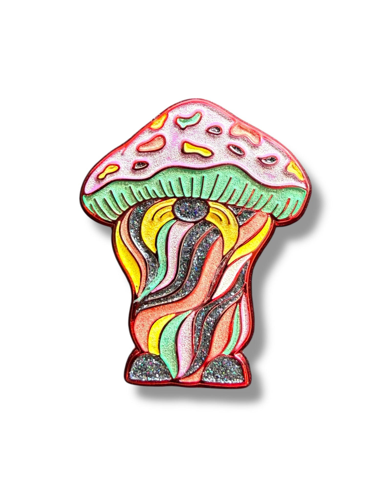 Mushroom Mustache Gnome Pin - Red Anodized Main image