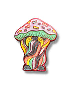 Mushroom Mustache Gnome Pin - Red Anodized
