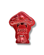 Mushroom Mustache Gnome Pin - Red Anodized