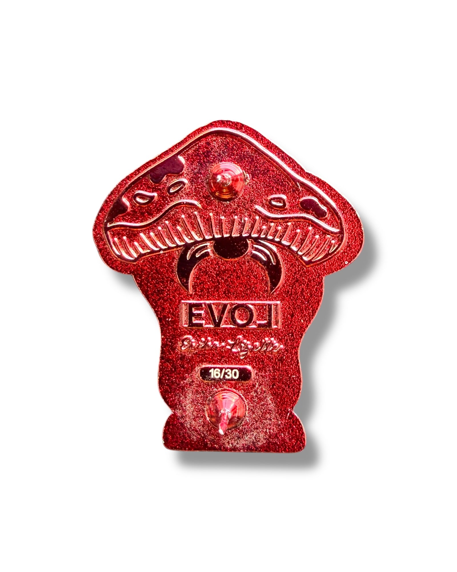 Mushroom Mustache Gnome Pin - Red Anodized