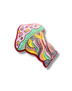 Mushroom Mustache Gnome Pin - Red Anodized