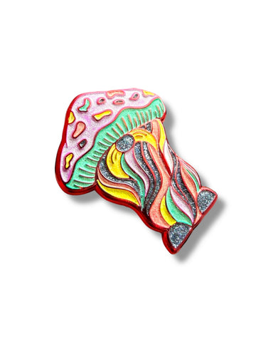 Mushroom Mustache Gnome Pin - Red Anodized