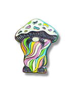 Mushroom Mustache Gnome Pin - Neon Rainbow Anodized