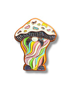 Mushroom Mustache Gnome Pin - Orange Anodized