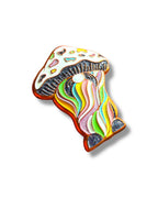 Mushroom Mustache Gnome Pin - Orange Anodized