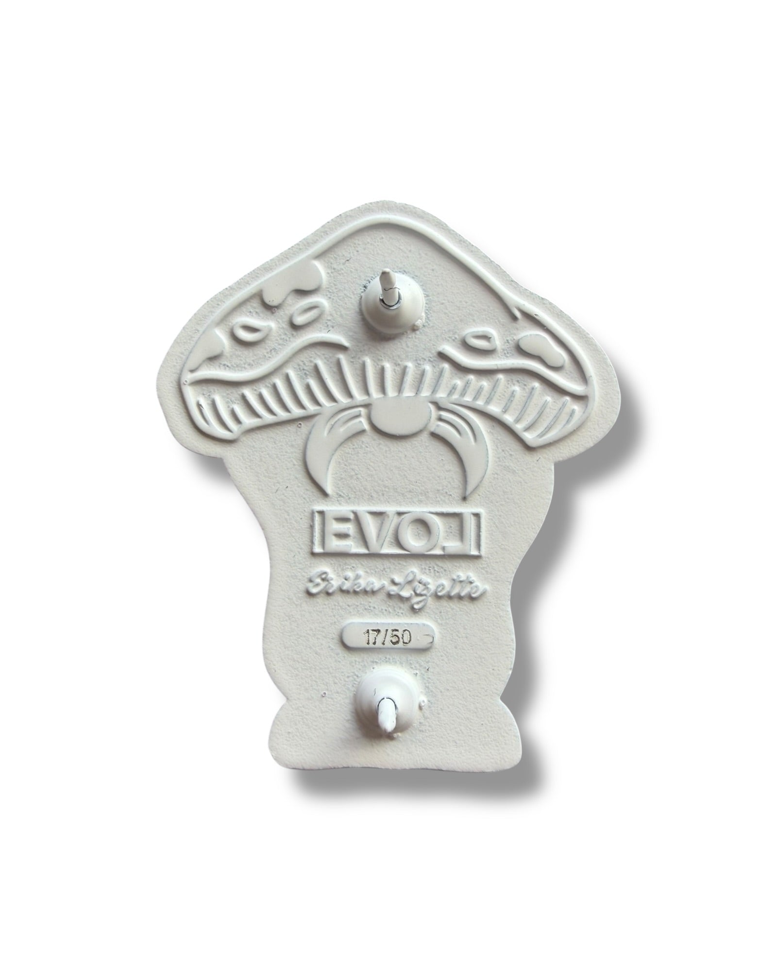 Mushroom Mustache Gnome Pin - White Anodized