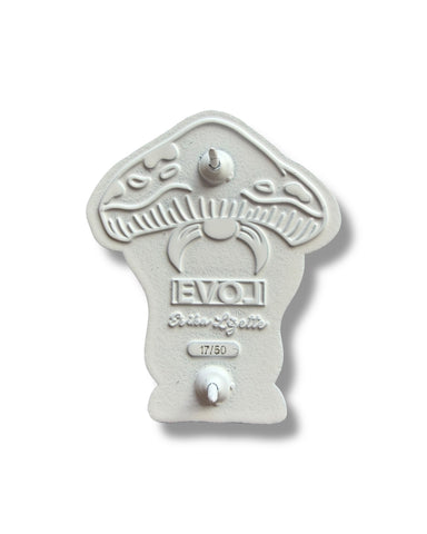 Mushroom Mustache Gnome Pin - White Anodized