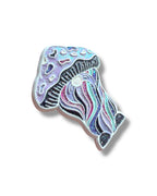 Mushroom Mustache Gnome Pin - White Anodized